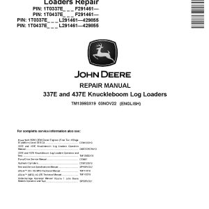 John Deere 337E 437E Knuckleboom Log Loaders Repair Manual TM13993X19 (1)