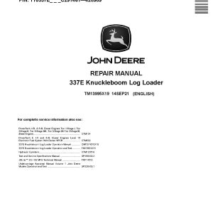 John Deere 337E Knuckleboom Log Loaders Repair Manual TM13995X19 (1)