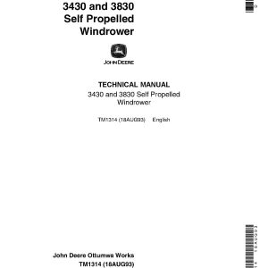 John Deere 3430 3830 Self Propelled Windrowers Technical Manual TM1314 (1)