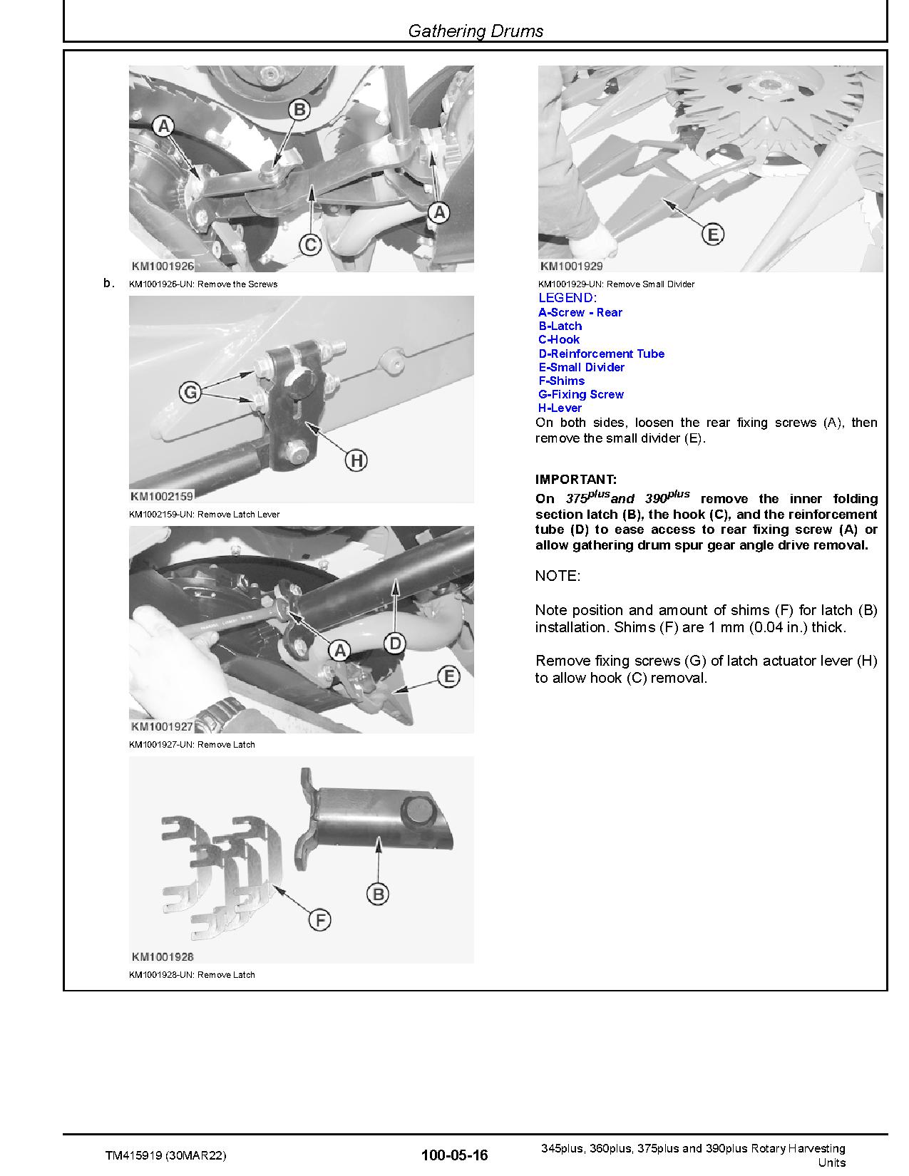 John Deere 345plus 360plus 375plus 390plus Rotary Harvesting Units Technical Manual TM415919 (4)