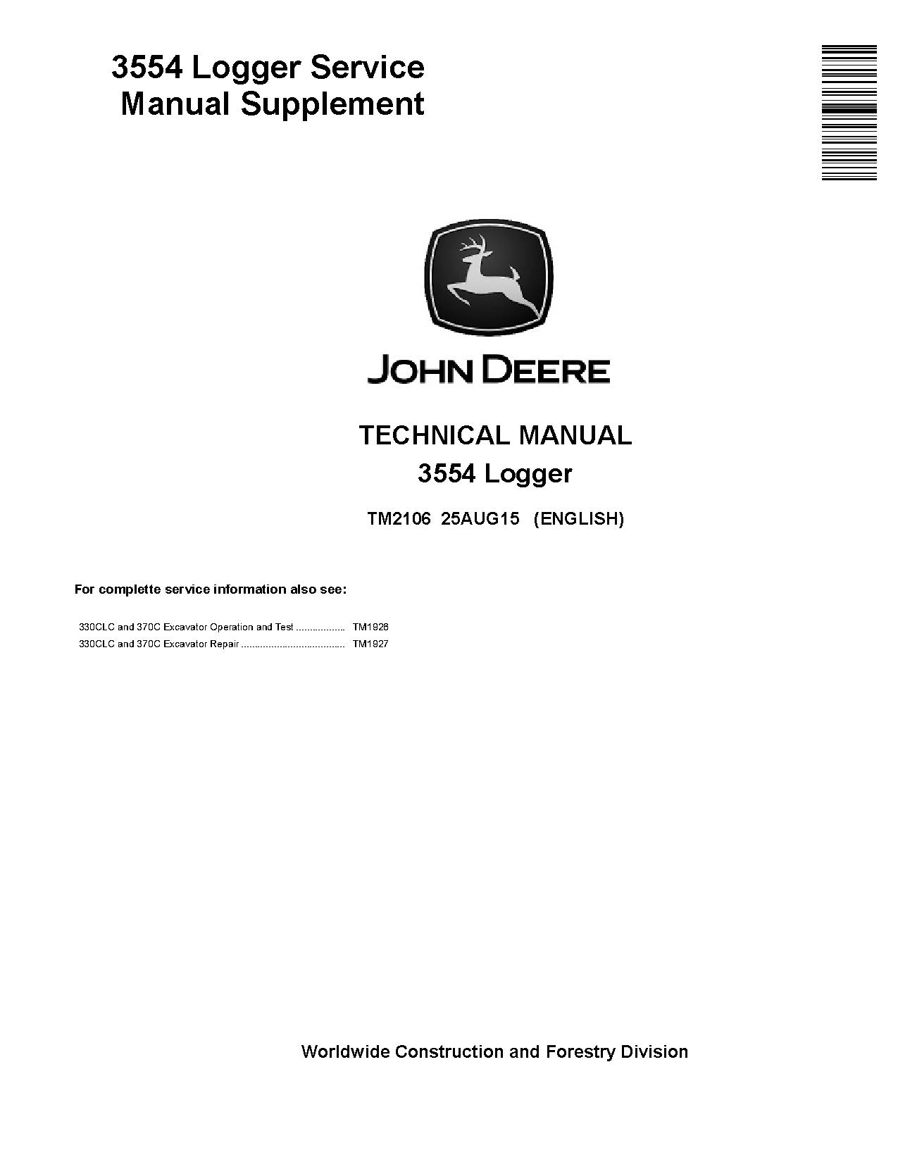 John Deere 3554 Excavator Loggers Technical Manual Supplement TM2106 (1)
