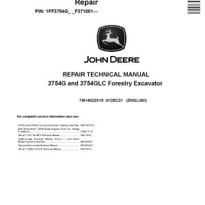 John Deere 3754G 3754GLC Forestry Excavators Repair Manual TM14022X19 (1)