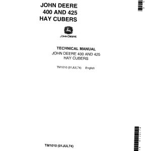 John Deere 400 425 Hay Cubers Technical Manual TM1010 (1)