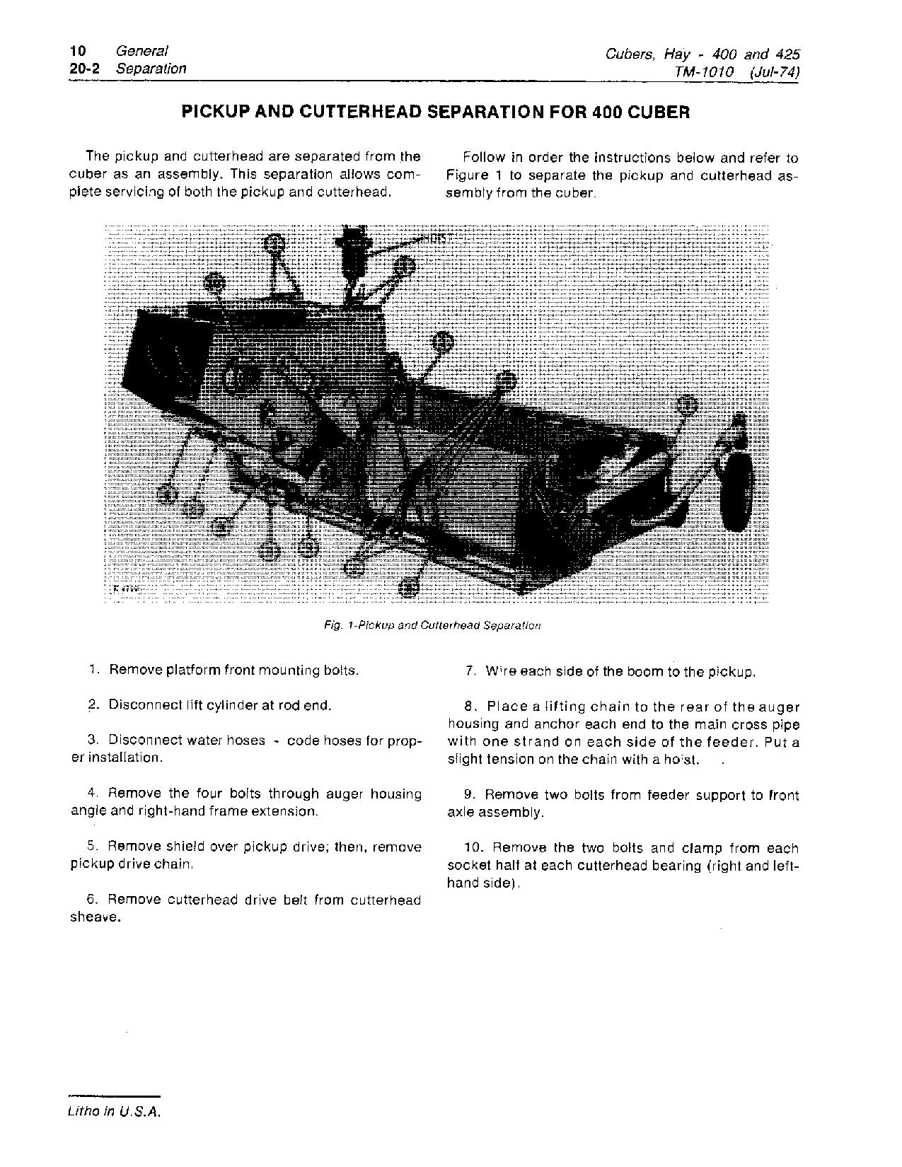 John Deere 400 425 Hay Cubers Technical Manual TM1010 (2)