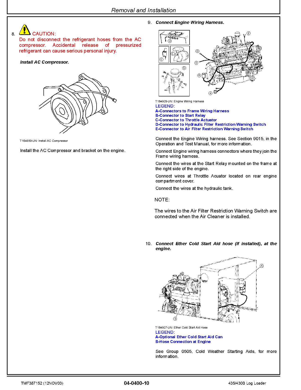 John Deere 435 TimberJack 430B Knuckleboom Trailer Mount Log Loaders Repair Manual TMF387152 (2)