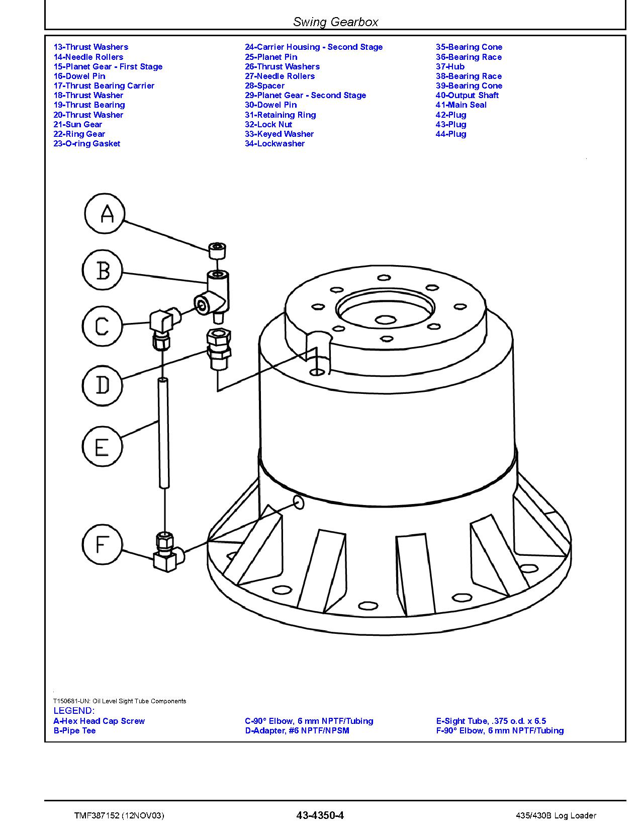 John Deere 435 TimberJack 430B Knuckleboom Trailer Mount Log Loaders Repair Manual TMF387152 (4)