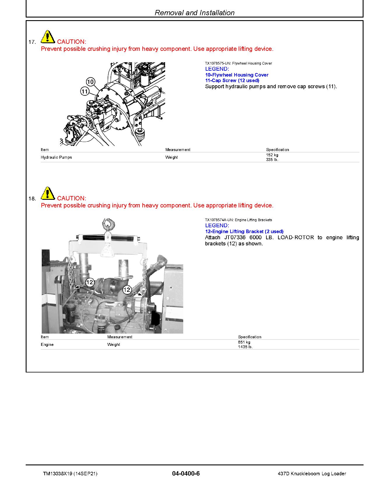 John Deere 437D Knuckleboom Log Loaders Repair Manual TM13038X19 (2)