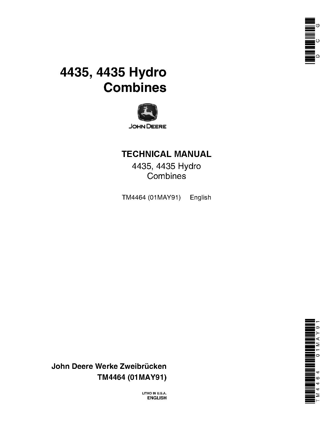 John Deere 4435 4435 Hydro Combines Technical Manual TM4464 (1)