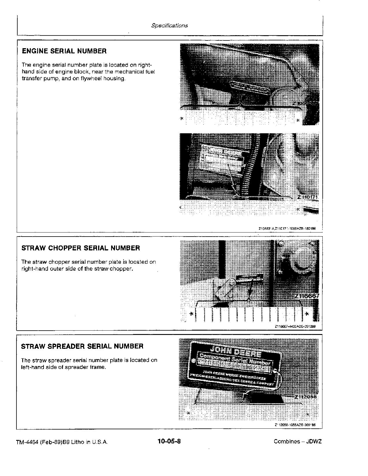 John Deere 4435 4435 Hydro Combines Technical Manual TM4464 (2)