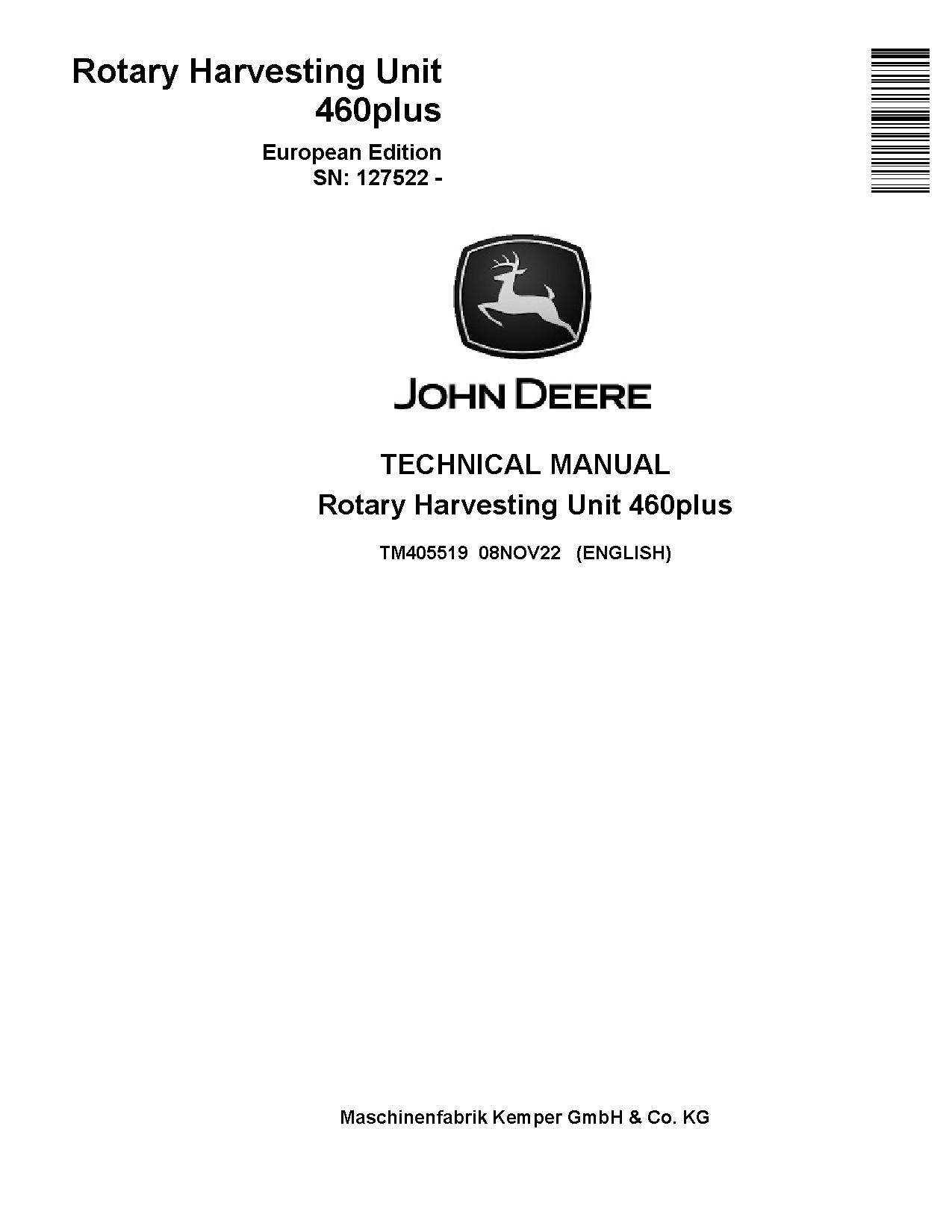 John Deere 460plus Rotary Harvesting Units Technical Manual TM405519 (1)