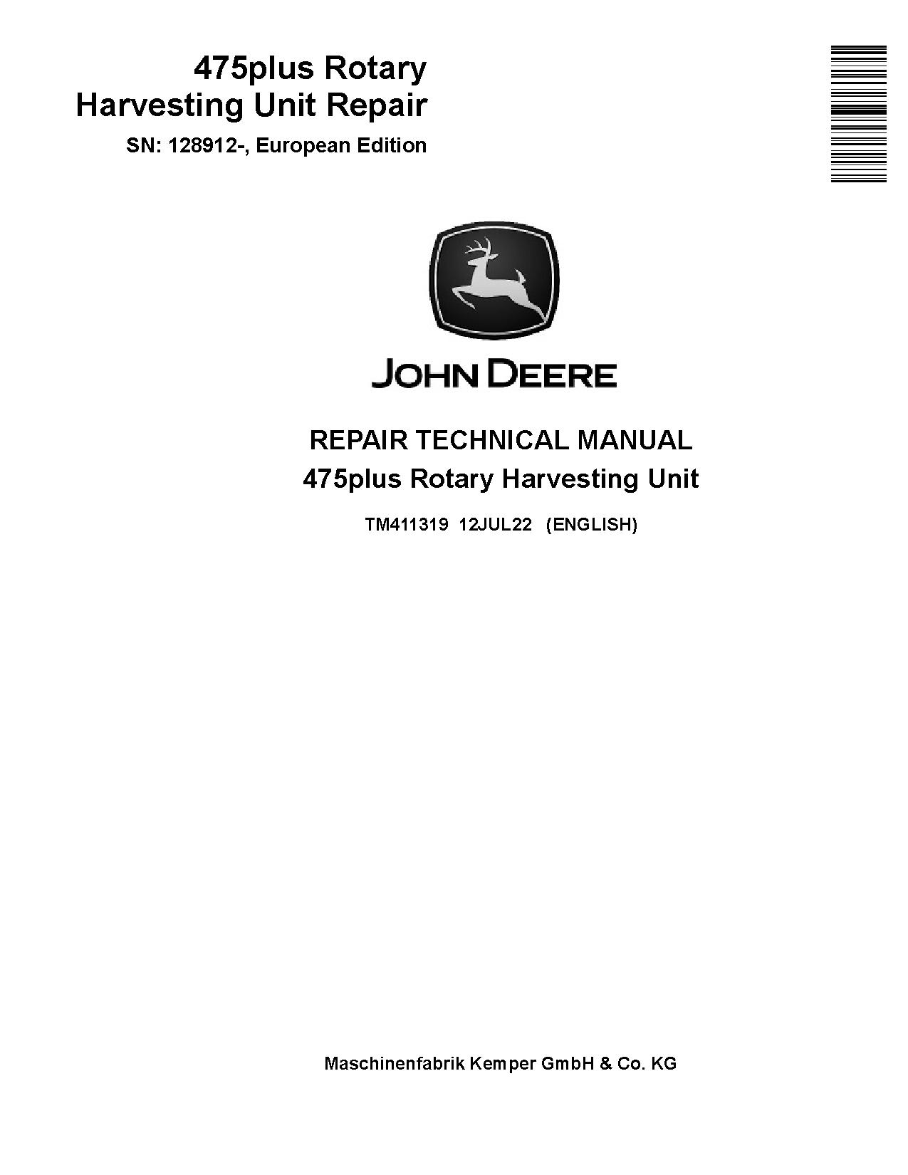 John Deere 475 plus Harvesting Units Repair Manual TM411319 (1)