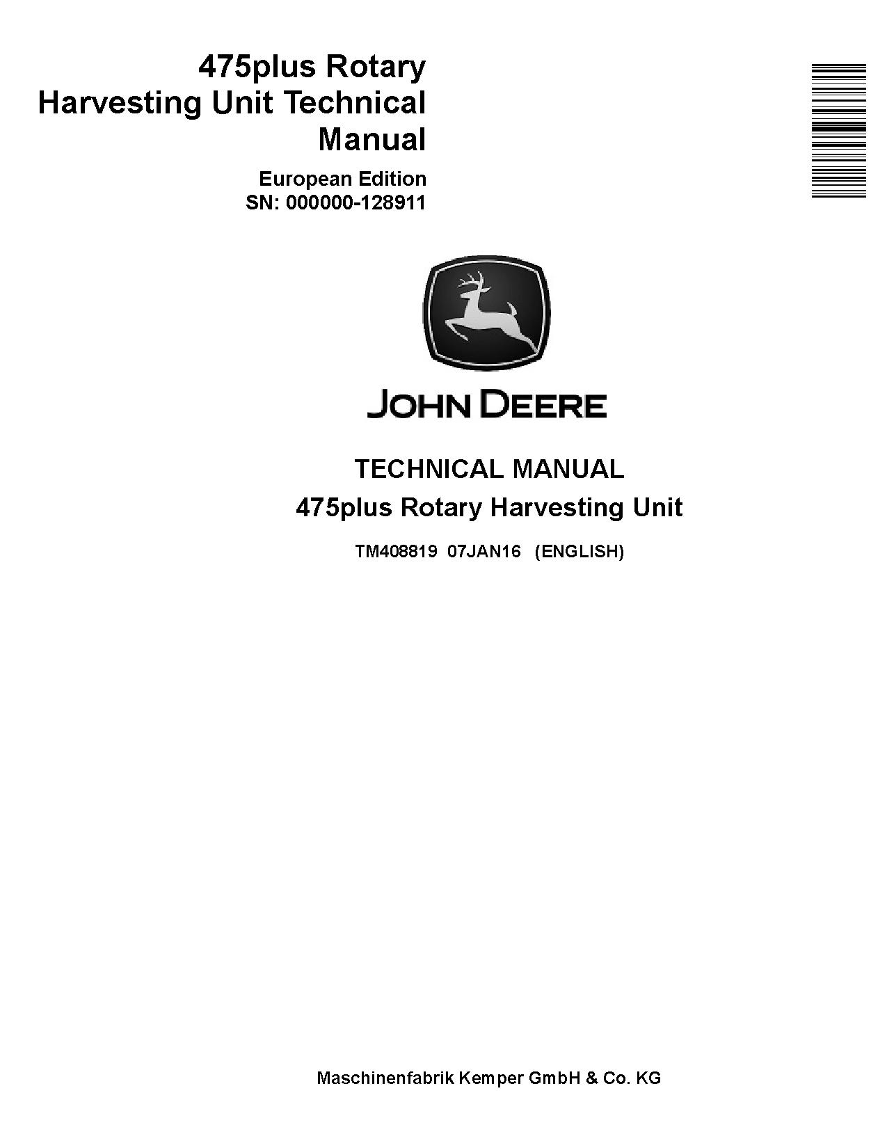 John Deere 475plus Rotary Harvesting Units Technical Manual TM408819 (1)