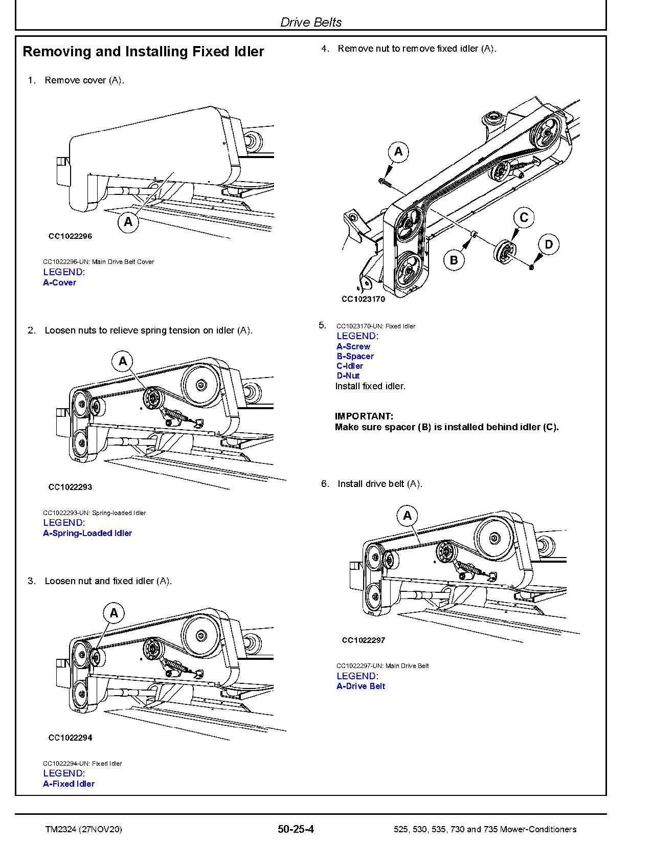John Deere 525 530 535 730 735 Mower Conditioners Repair Manual TM2324 (3)