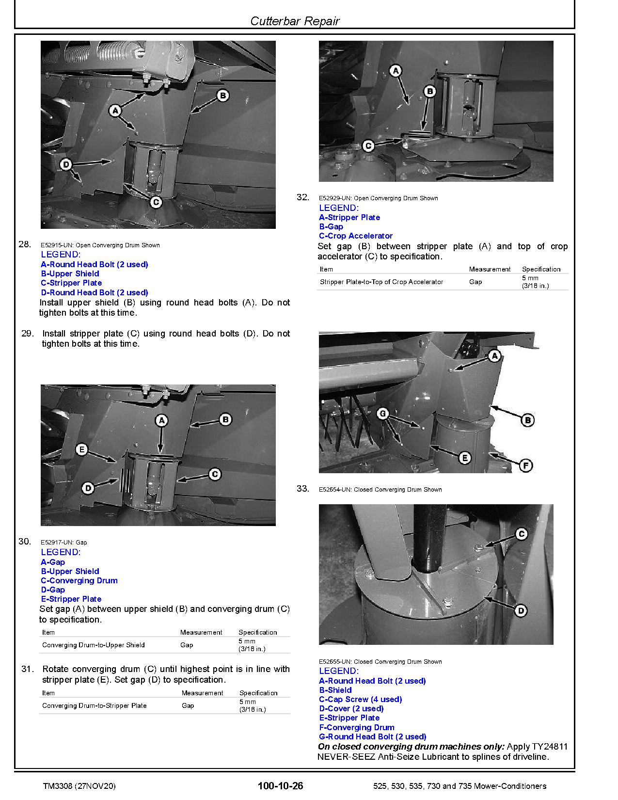 John Deere 525 530 535 730 735 Mower Conditioners Repair Manual TM3308 (4)