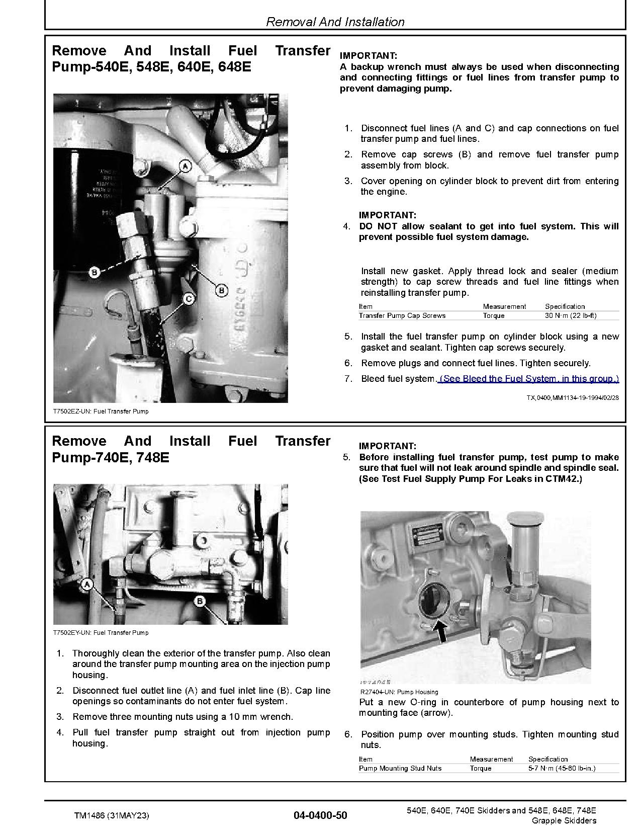 John Deere 540E 640E 740E 548E 648E 748E Skidders Repair Manual TM1486 (2)