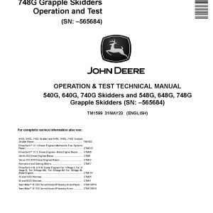 John Deere 540G 640G 740G 548G 648G 748G Skidders Operation Test Manual TM1599 (1)