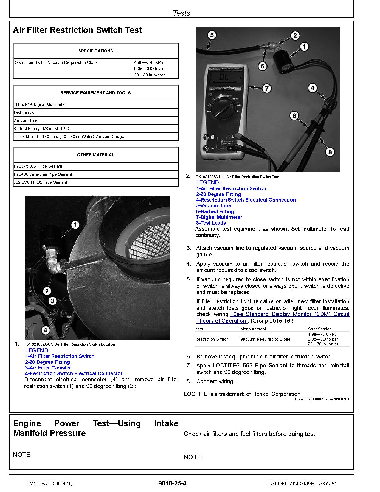 John Deere 540G III 548G III Skidders Operation Test Manual TM11793 (2)