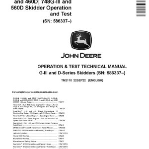 John Deere 540G III 640G III 548G III 648G III 748G III TimberJack 360D 460D 560D Skidders Operation Test Manual TM2110 (1)