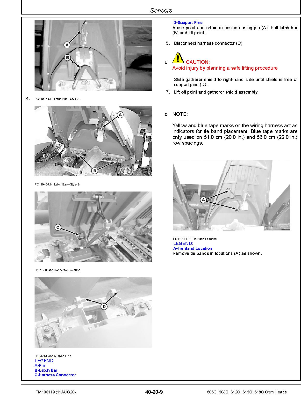 John Deere 606C 608C 612C 616C 618C Corn Heads Repair Manual TM100119 (2)