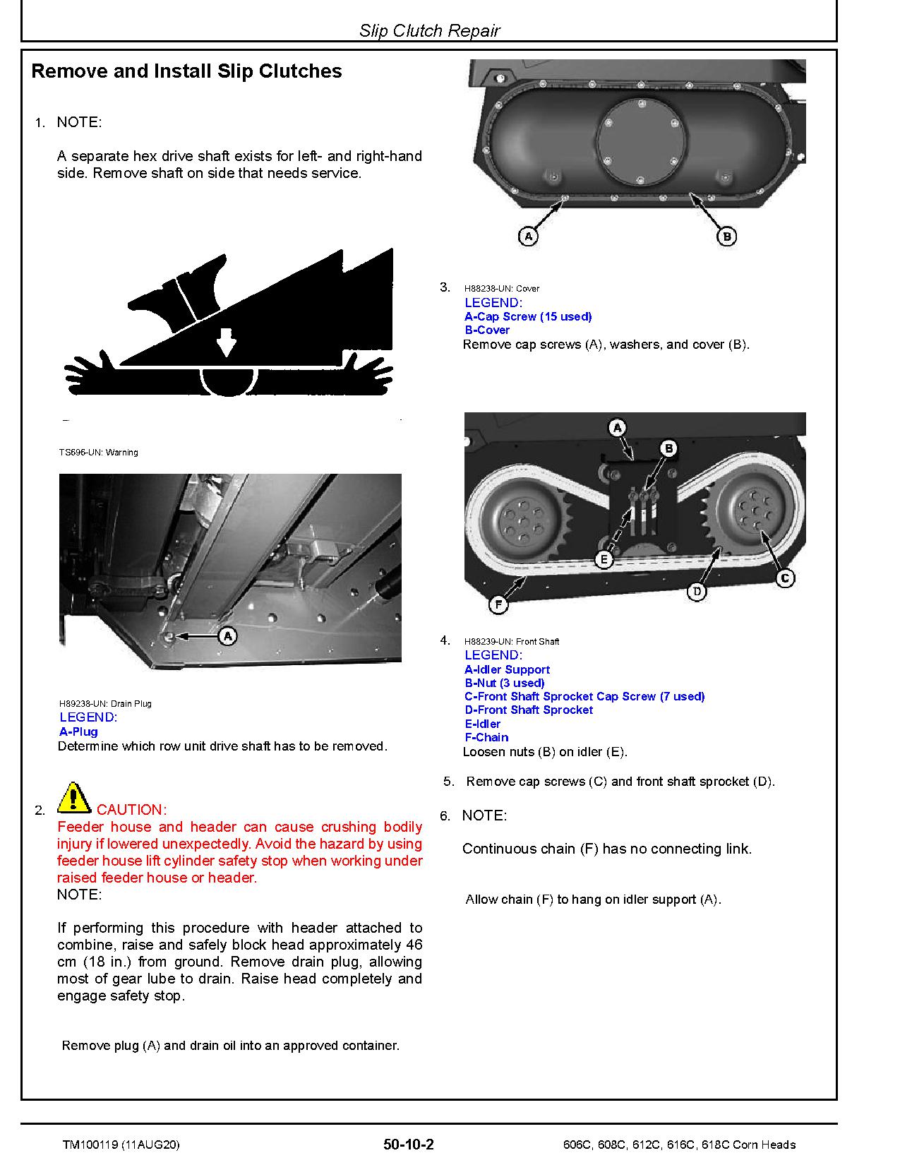 John Deere 606C 608C 612C 616C 618C Corn Heads Repair Manual TM100119 (3)