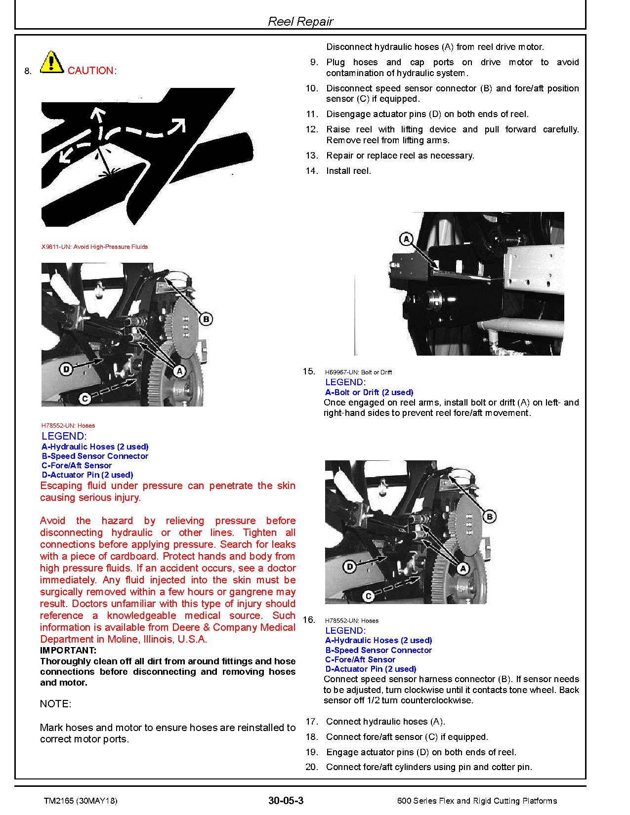 John Deere 615F 630R Rigid Cutting Platforms Repair Manual TM2165 (2)