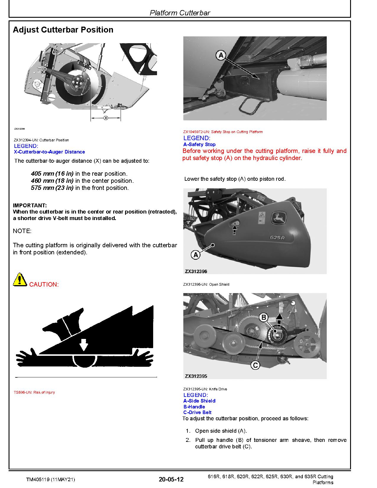 John Deere 616R 618R 620R 622R 625R 630R 635R Cutting Platforms Technical Manual TM405119 (2)