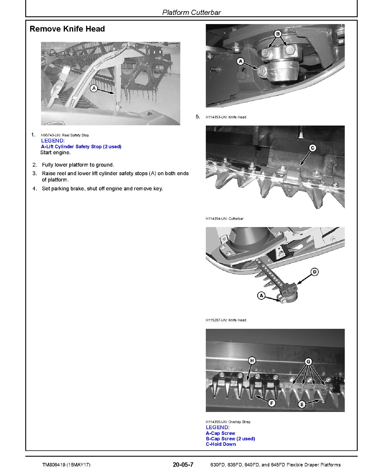 John Deere 630FD 635FD 640FD 645FD Flexible Draper Platforms Repair Manual TM806419 (2)