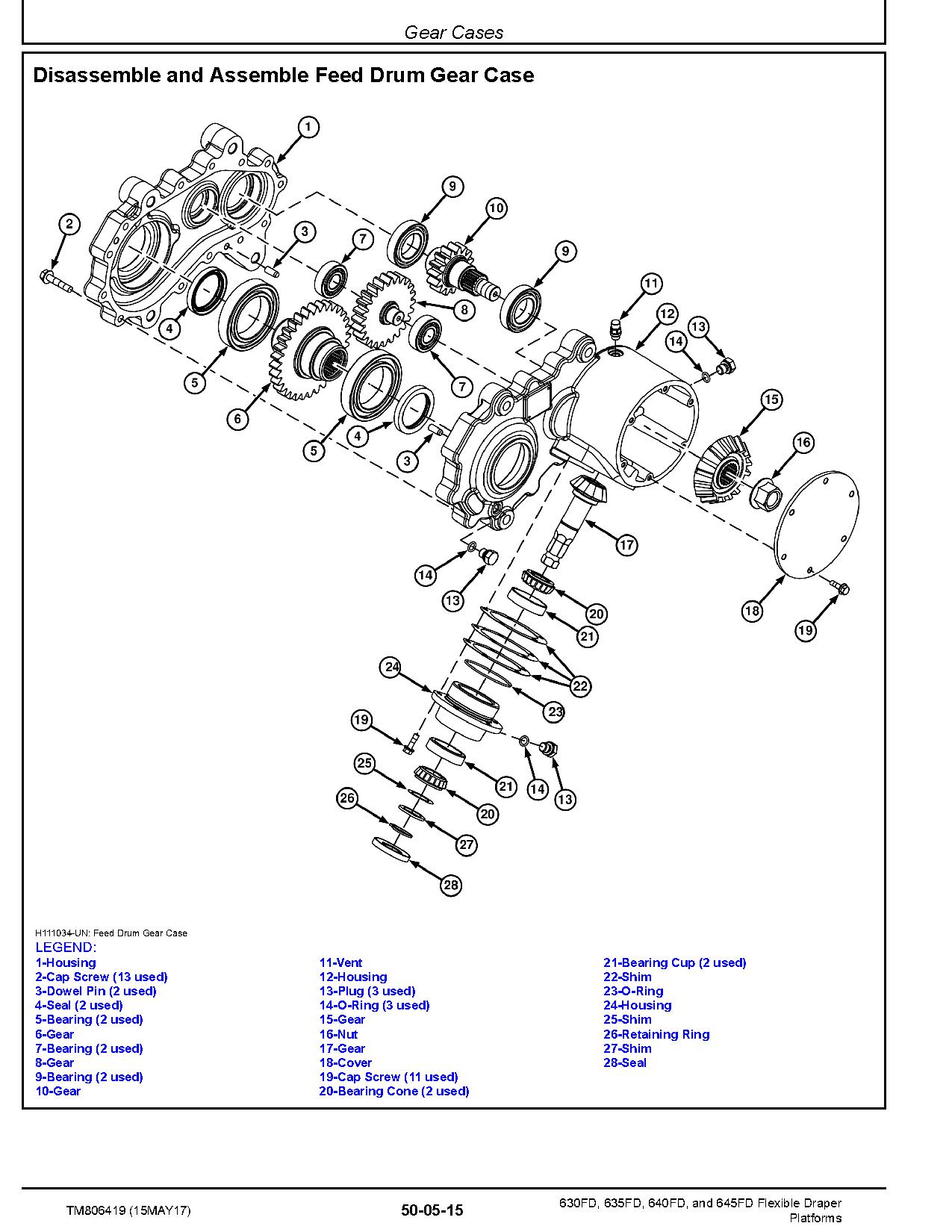 John Deere 630FD 635FD 640FD 645FD Flexible Draper Platforms Repair Manual TM806419 (3)