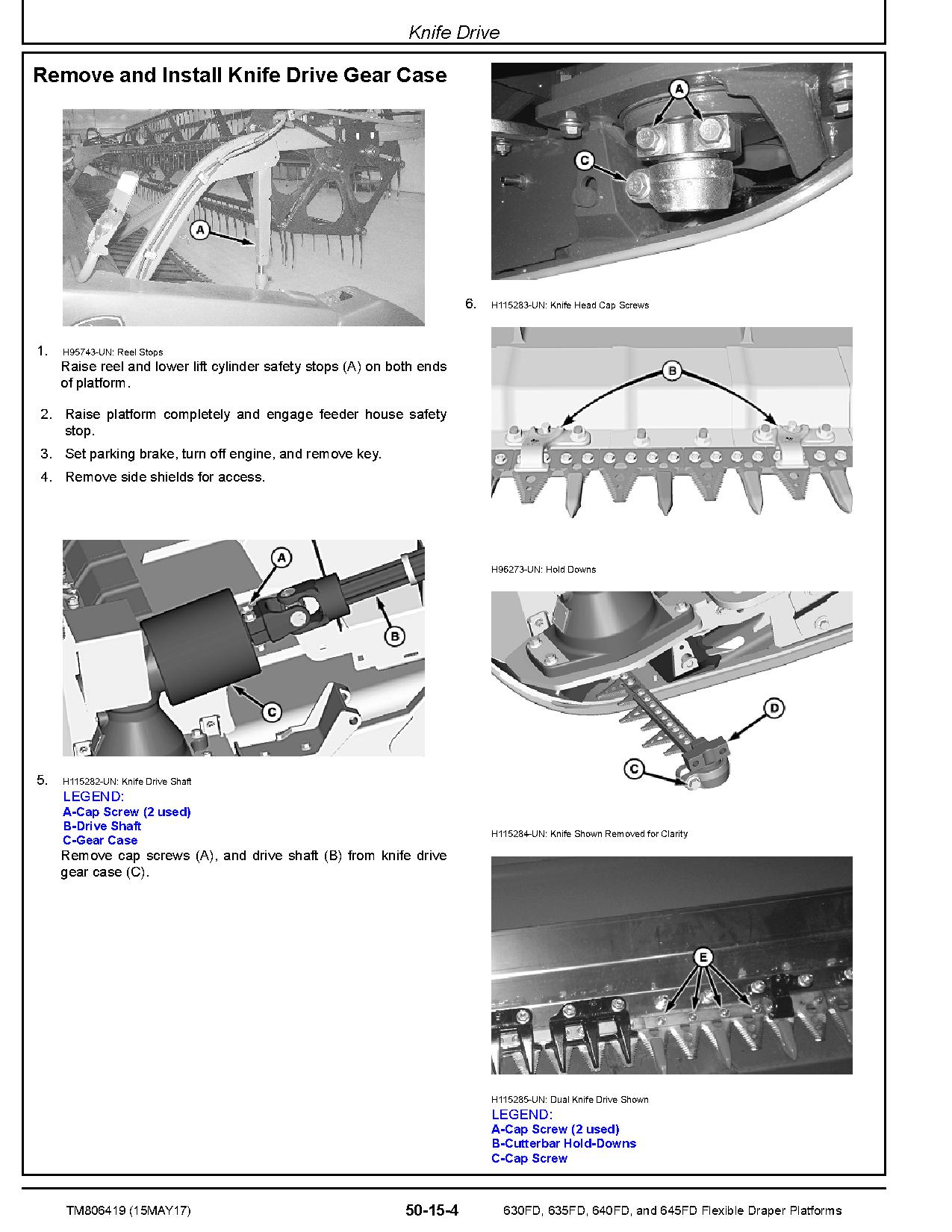 John Deere 630FD 635FD 640FD 645FD Flexible Draper Platforms Repair Manual TM806419 (4)