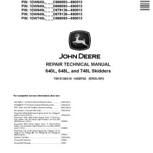 John Deere 640L 648L 748L Skidders Repair Manual TM13136X19 (1)