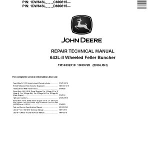 John Deere 643L II Wheeled Feller Bunchers Repair Manual TM14332X19 (1)