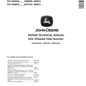 John Deere 643L Wheeled Feller Bunchers Repair Manual TM13130X19 (1)