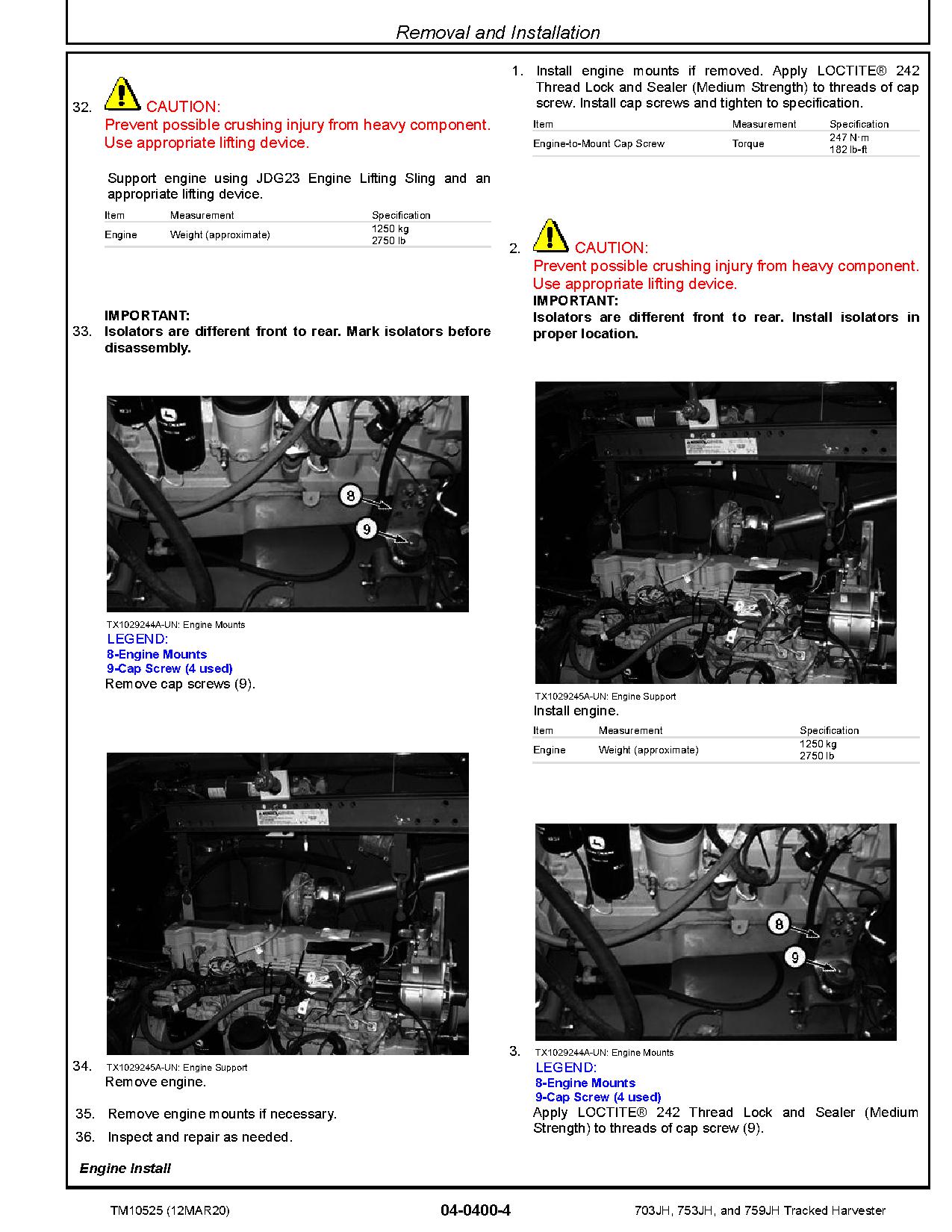 John Deere 703JH 753JH 759JH Tracked Harvesters Repair Manual TM10525 (2)