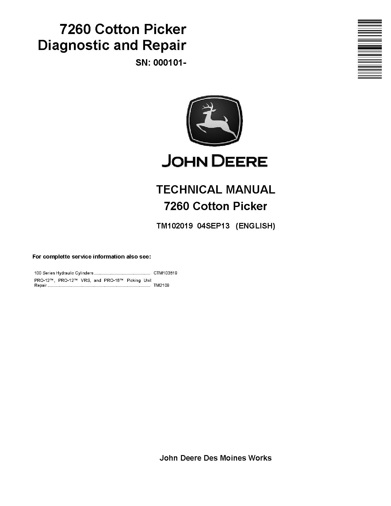 John Deere 7260 Cotton Pickers Technical Manual TM102019 (1)