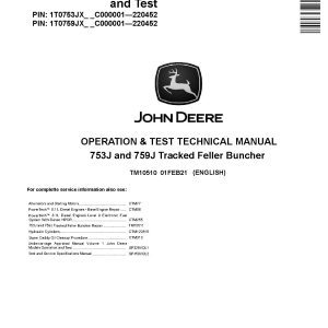 John Deere 753J 759J Feller Bunchers Operation Test Manual TM10510 (1)