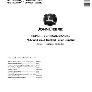 John Deere 753J 759J Feller Bunchers Repair Manual TM10511 (1)
