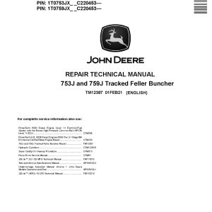 John Deere 753J 759J Tracked Feller Bunchers Repair Manual TM12387 (1)