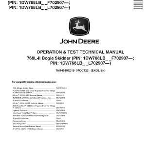 John Deere 768L II Skidders Operation Test Manual TM14515X019 (1)