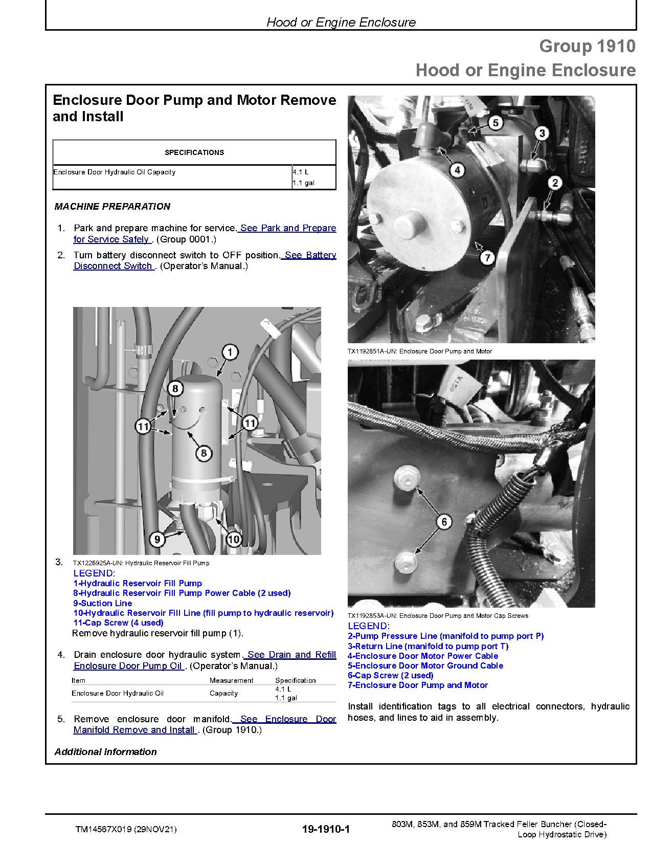 John Deere 803M 853M 859M Closed Loop Hydrostatic Drive Tracked Feller Bunchers Repair Manual TM14567X019 (3)
