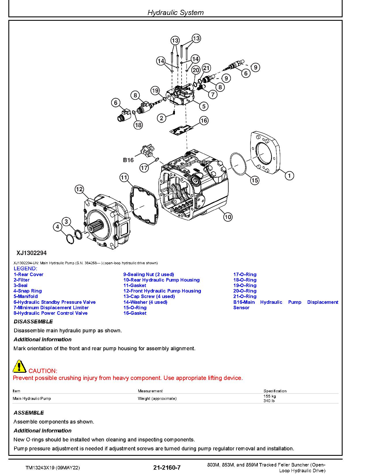 John Deere 803M 853M 859M Open Loop Hydraulic Drive Tracked Feller Bunchers Repair Manual TM13243X19 (3)