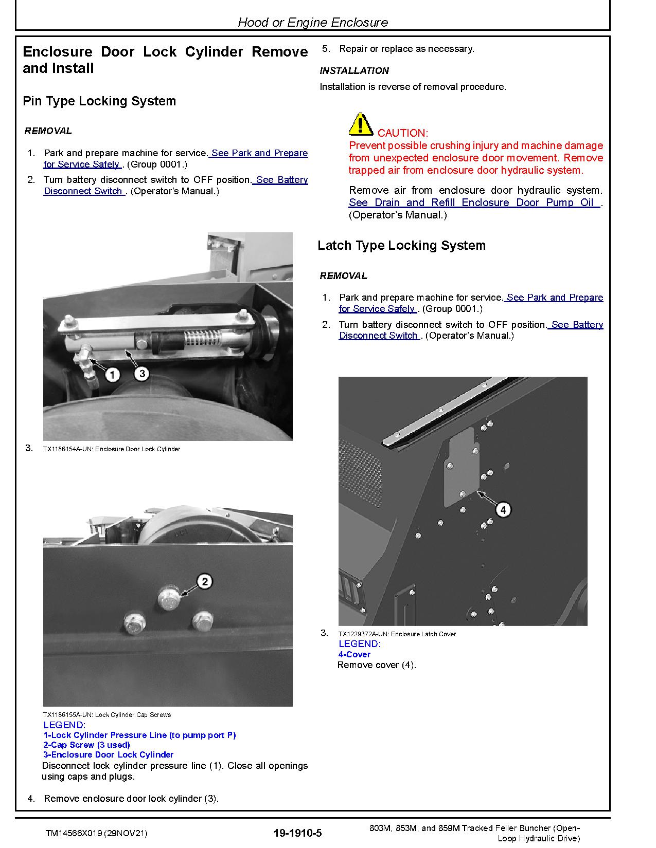 John Deere 803M 853M 859M Open Loop Hydraulic Drive Tracked Feller Bunchers Repair Manual TM14566X019 (3)