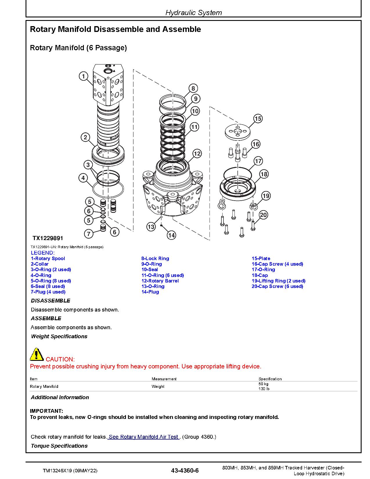 John Deere 803MH 853MH 859MH Closed Loop Hydrostatic Drive Tracked Harvesters Repair Manual TM13246X19 (4)