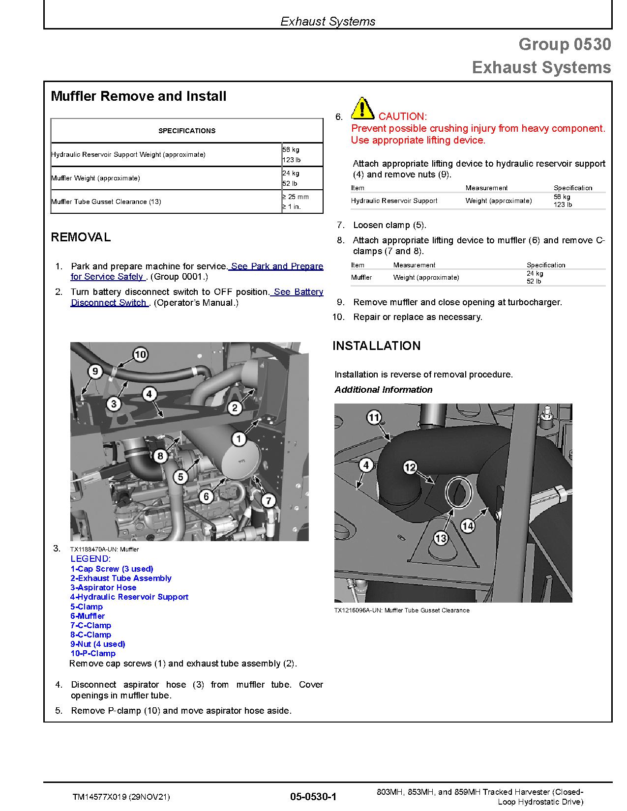 John Deere 803MH 853MH 859MH Closed Loop Hydrostatic Drive Tracked Harvesters Repair Manual TM14577X019 (2)