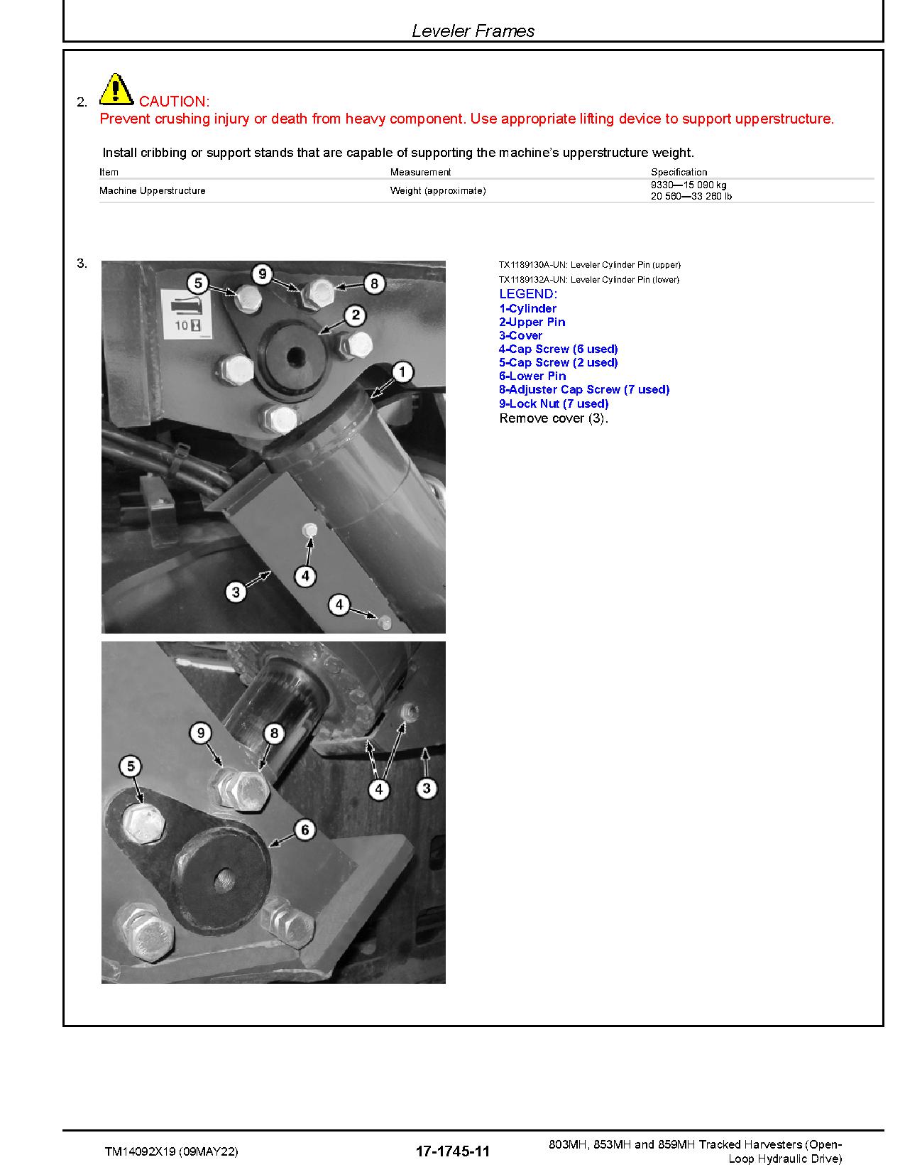 John Deere 803MH 853MH 859MH Harvesters Open Loop Hydraulic Drive Repair Manual TM14092X19 (2)