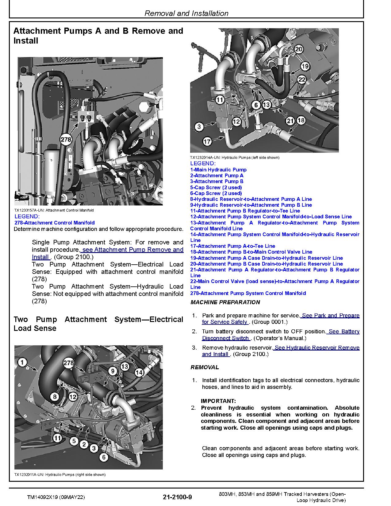 John Deere 803MH 853MH 859MH Harvesters Open Loop Hydraulic Drive Repair Manual TM14092X19 (3)