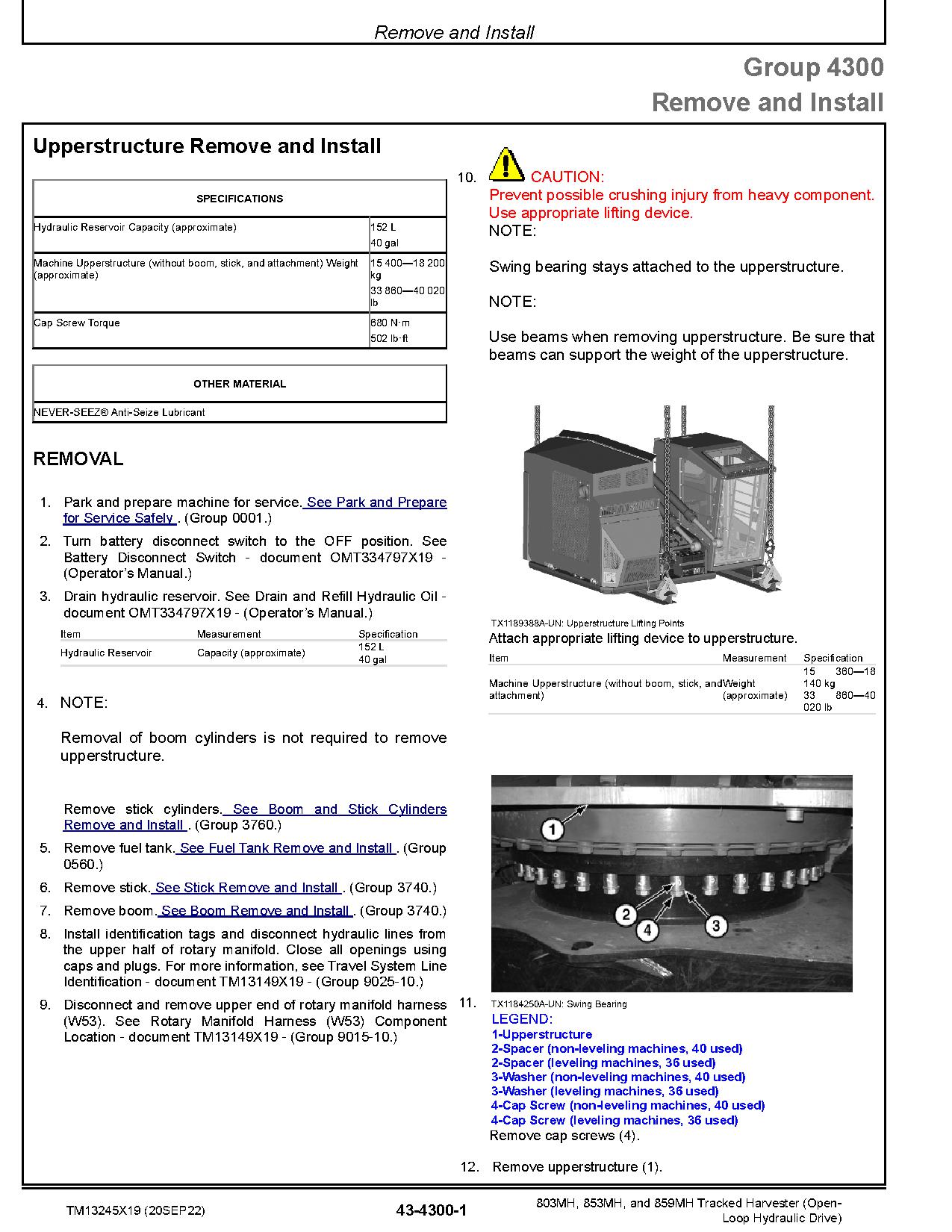 John Deere 803MH 853MH 859MH Open Loop Hydraulic Drive Tracked Harvesters Repair Manual TM13245X19 (4)
