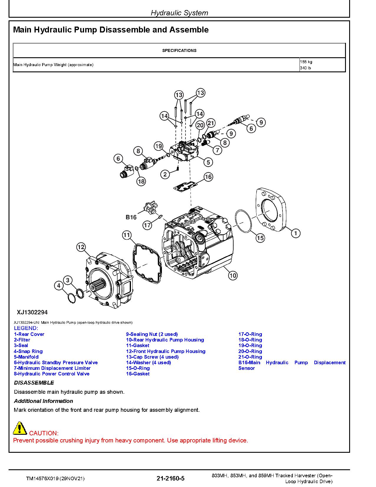 John Deere 803MH 853MH 859MH Open Loop Hydraulic Drive Tracked Harvesters Repair Manual TM14576X019 (3)