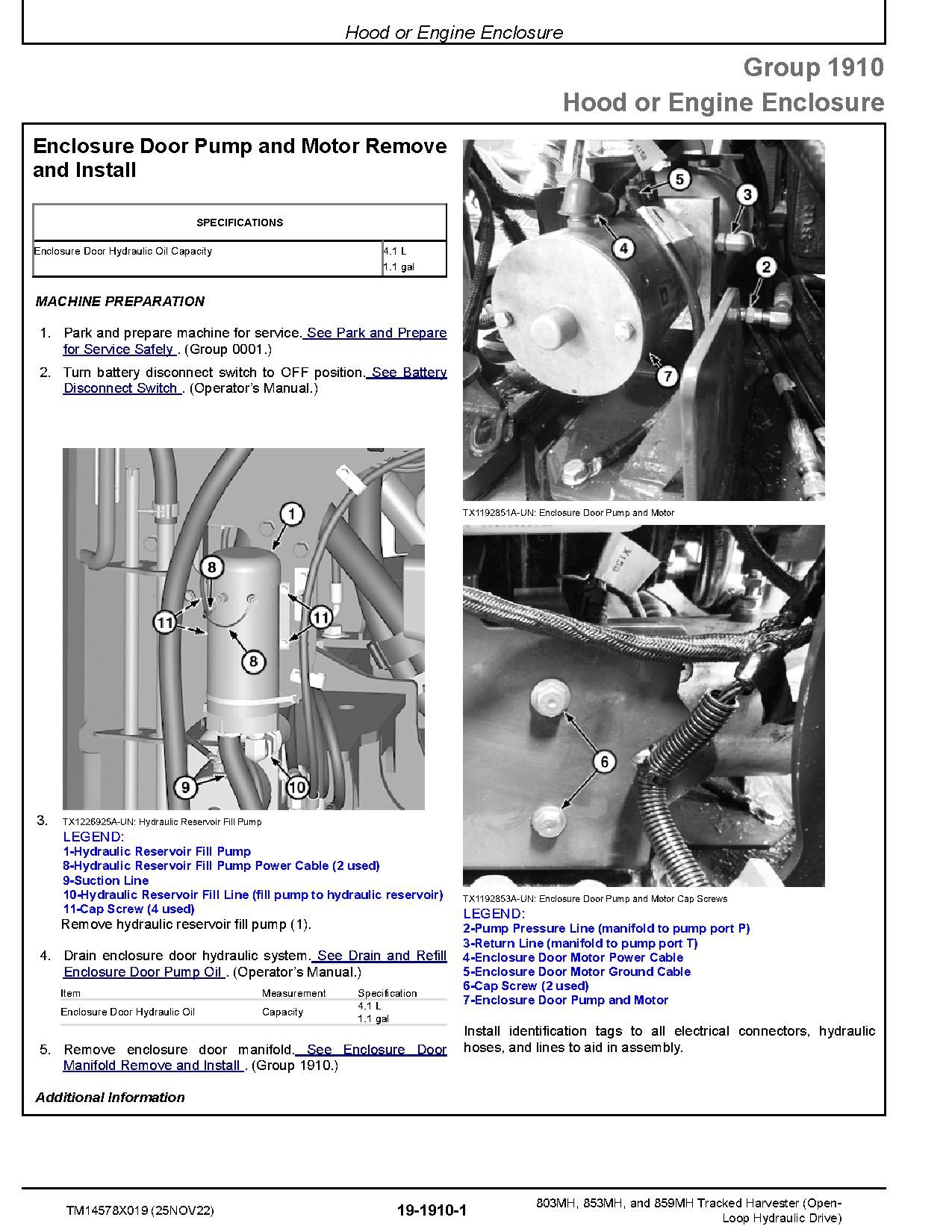 John Deere 803MH 853MH 859MH Open Loop Hydraulic Drive Tracked Harvesters Repair Manual TM14578X019 (2)