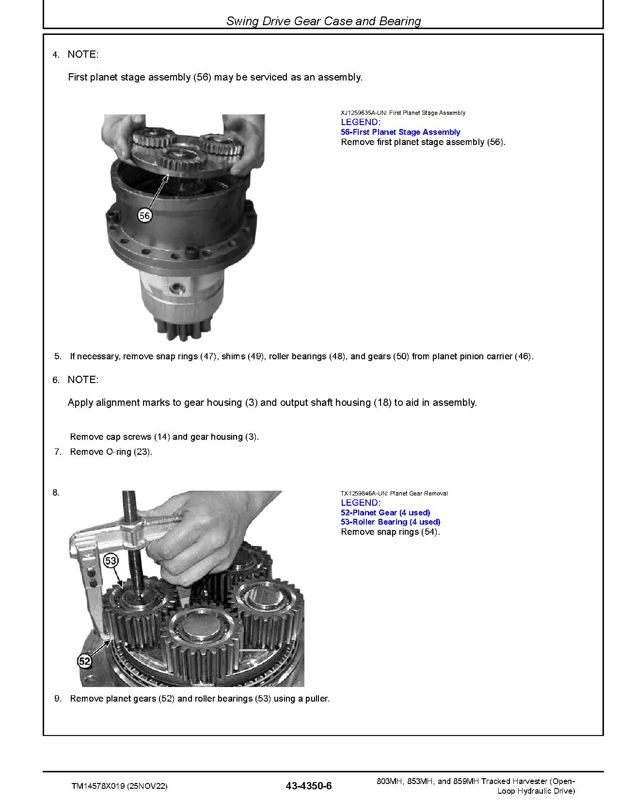 John Deere 803MH 853MH 859MH Open Loop Hydraulic Drive Tracked Harvesters Repair Manual TM14578X019 (4)