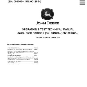 John Deere 848G TimberJack 660D Skidders Operation Test Manual TM2248 (1)
